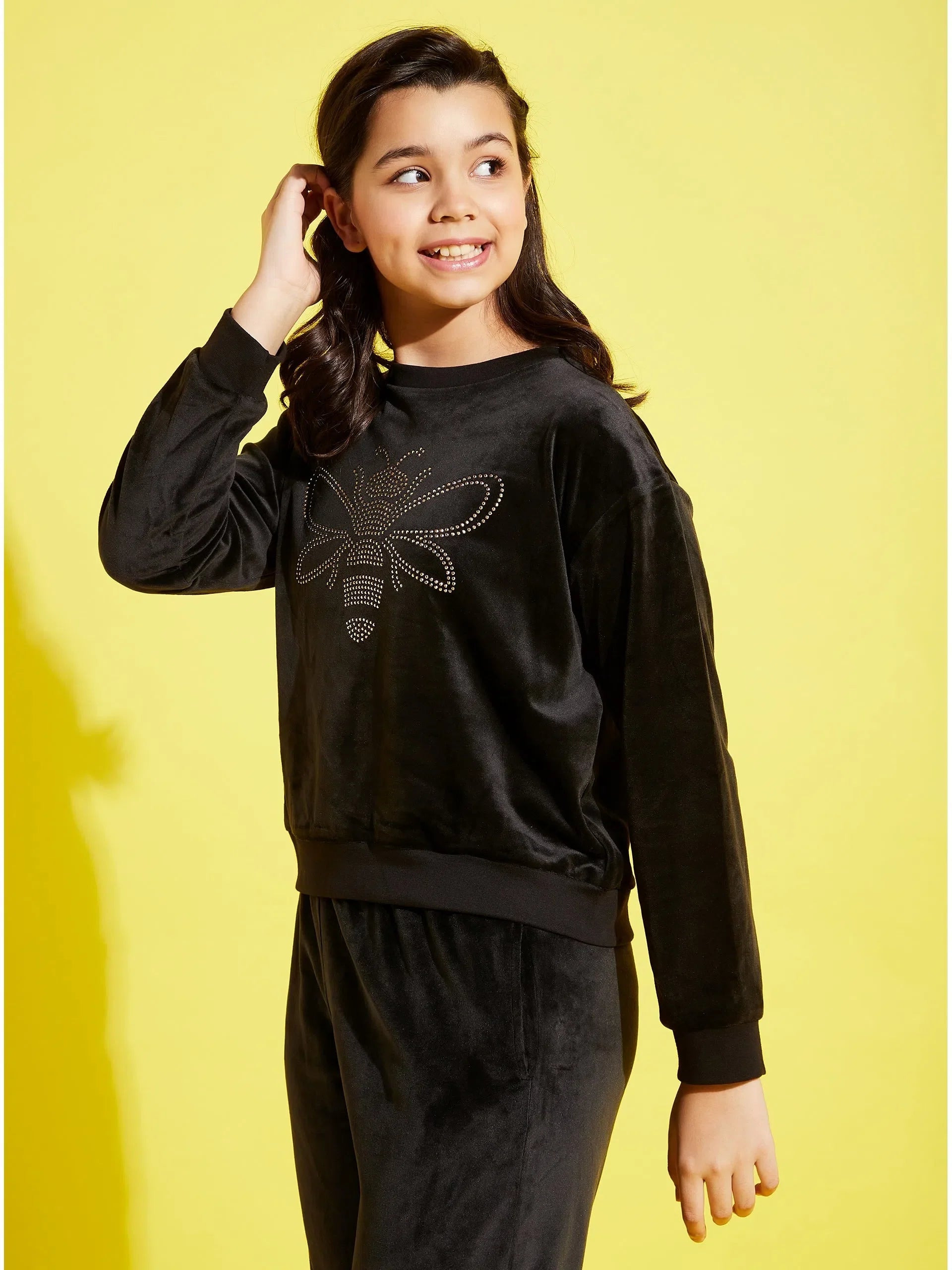 Girls Black Dragonfly Sweatshirt | Kids Clothing