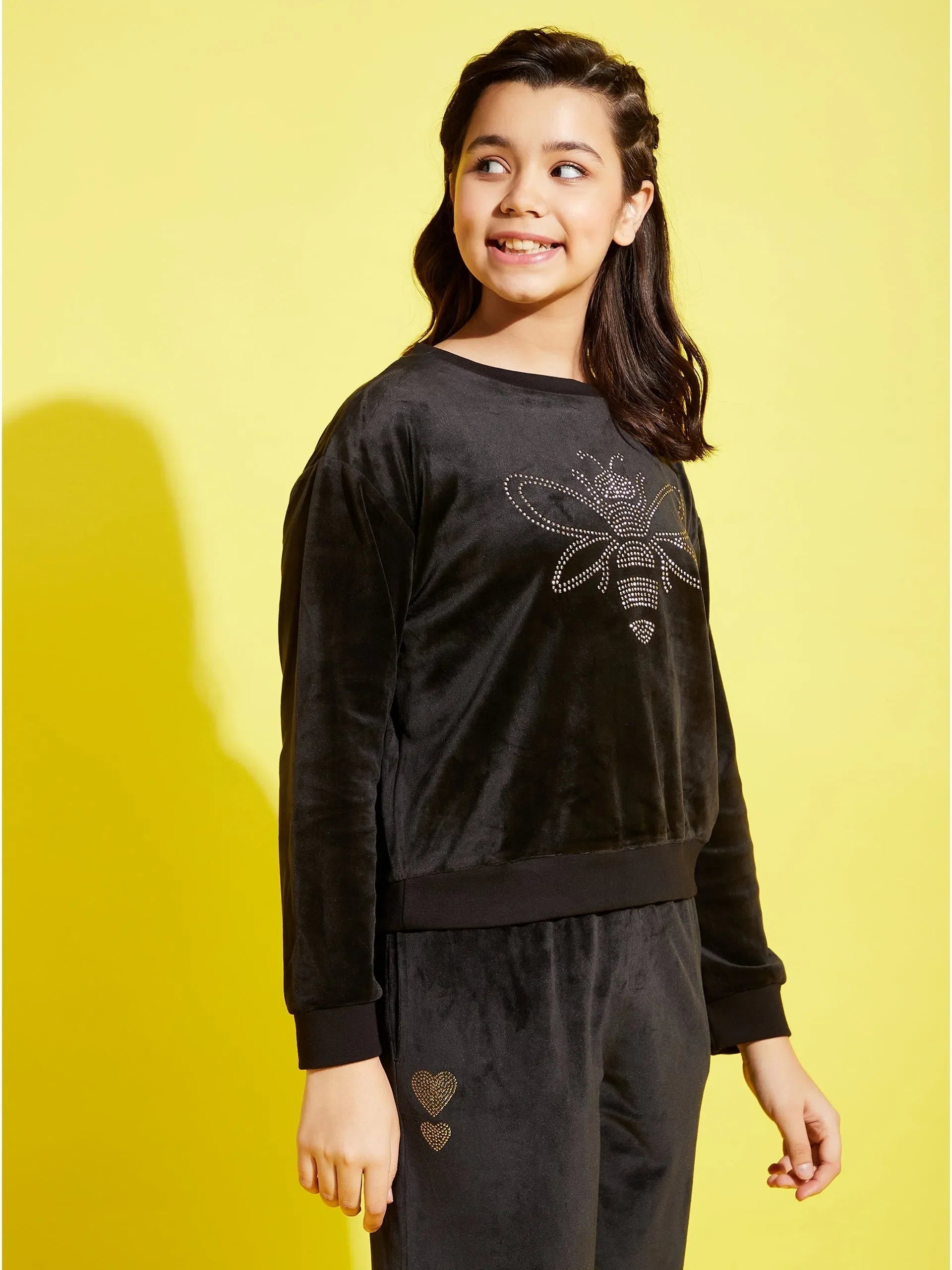 Girls Black Dragonfly Sweatshirt | Kids Clothing
