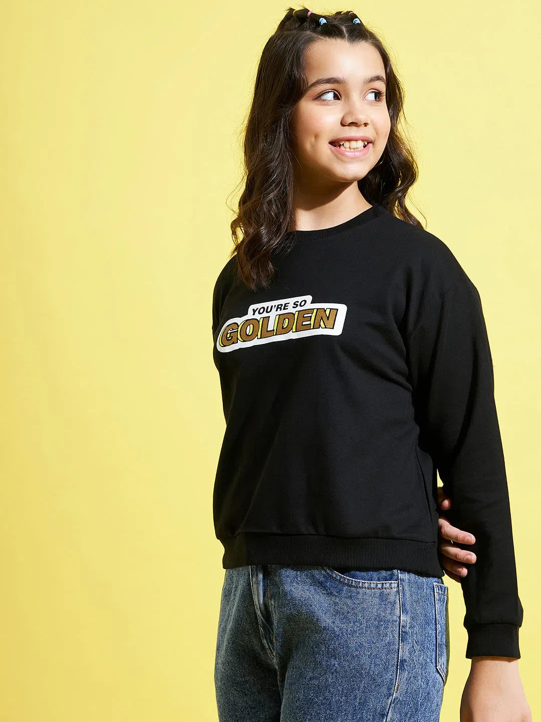 Girls Black YOU ARE SO Gold Sweatshirt | Kids Clothing