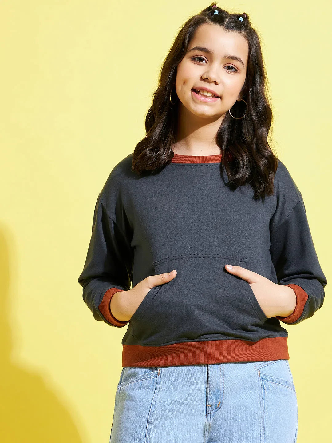 Girls Navy Terry Sweatshirt - Cute Kids Clothing & Kids Suits