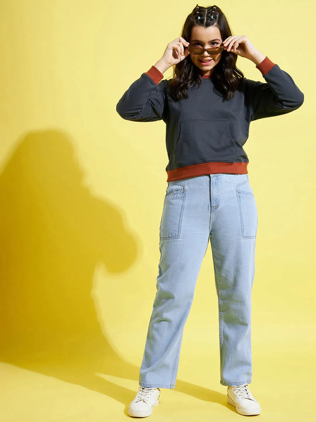 Girls Navy Terry Sweatshirt - Cute Kids Clothing & Kids Suits