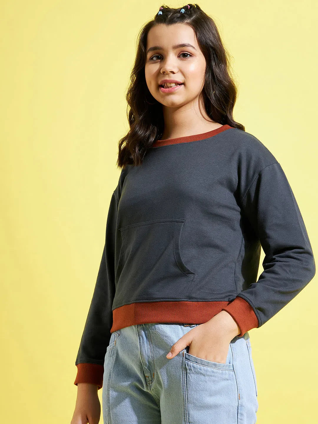 Girls Navy Terry Sweatshirt - Cute Kids Clothing & Kids Suits