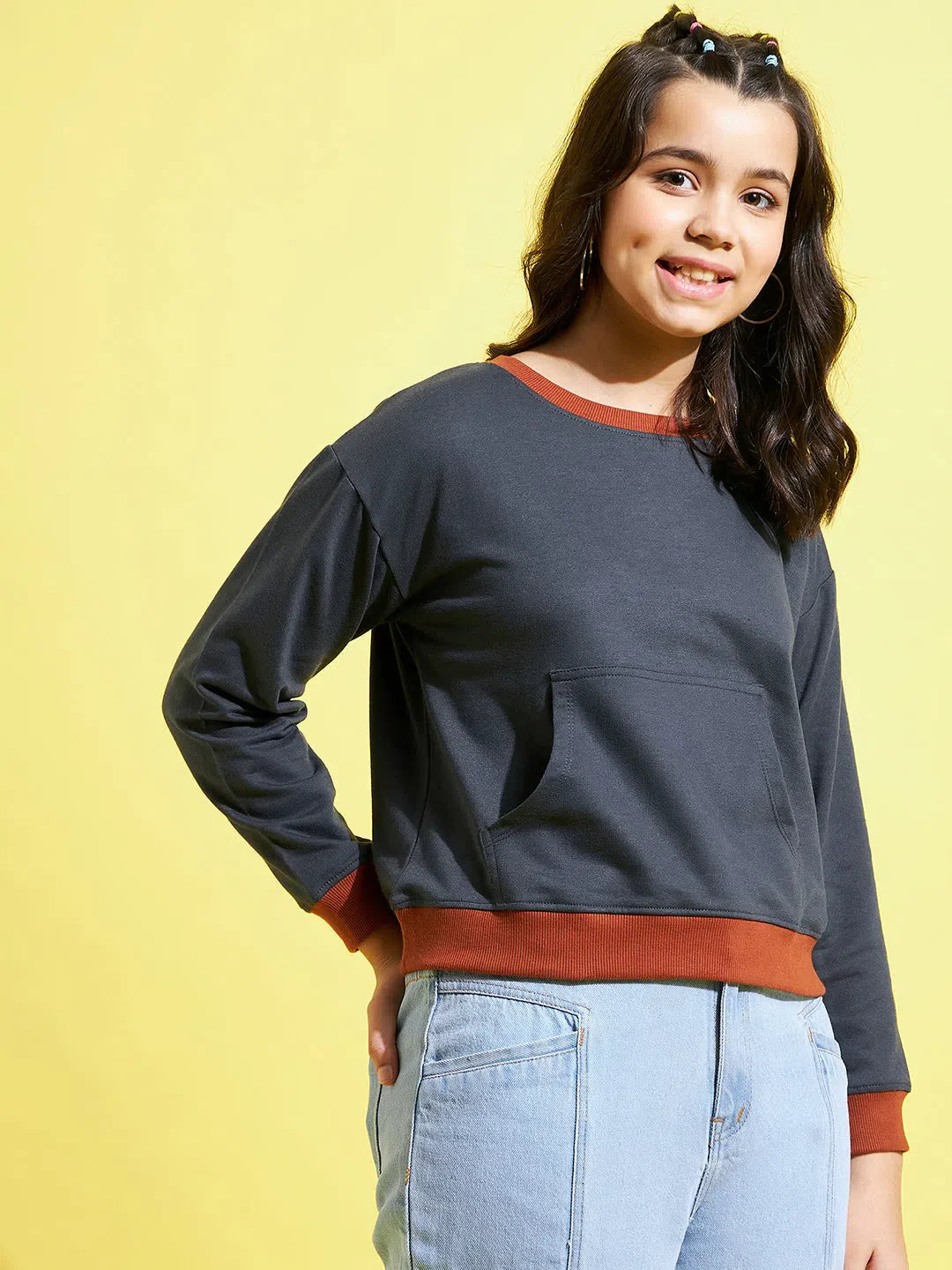 Girls Navy Terry Sweatshirt - Cute Kids Clothing & Kids Suits