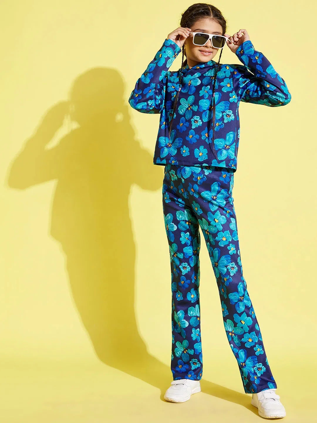 Girls Navy Floral Hoodie | Cute Kids Clothing & Girls Joggers