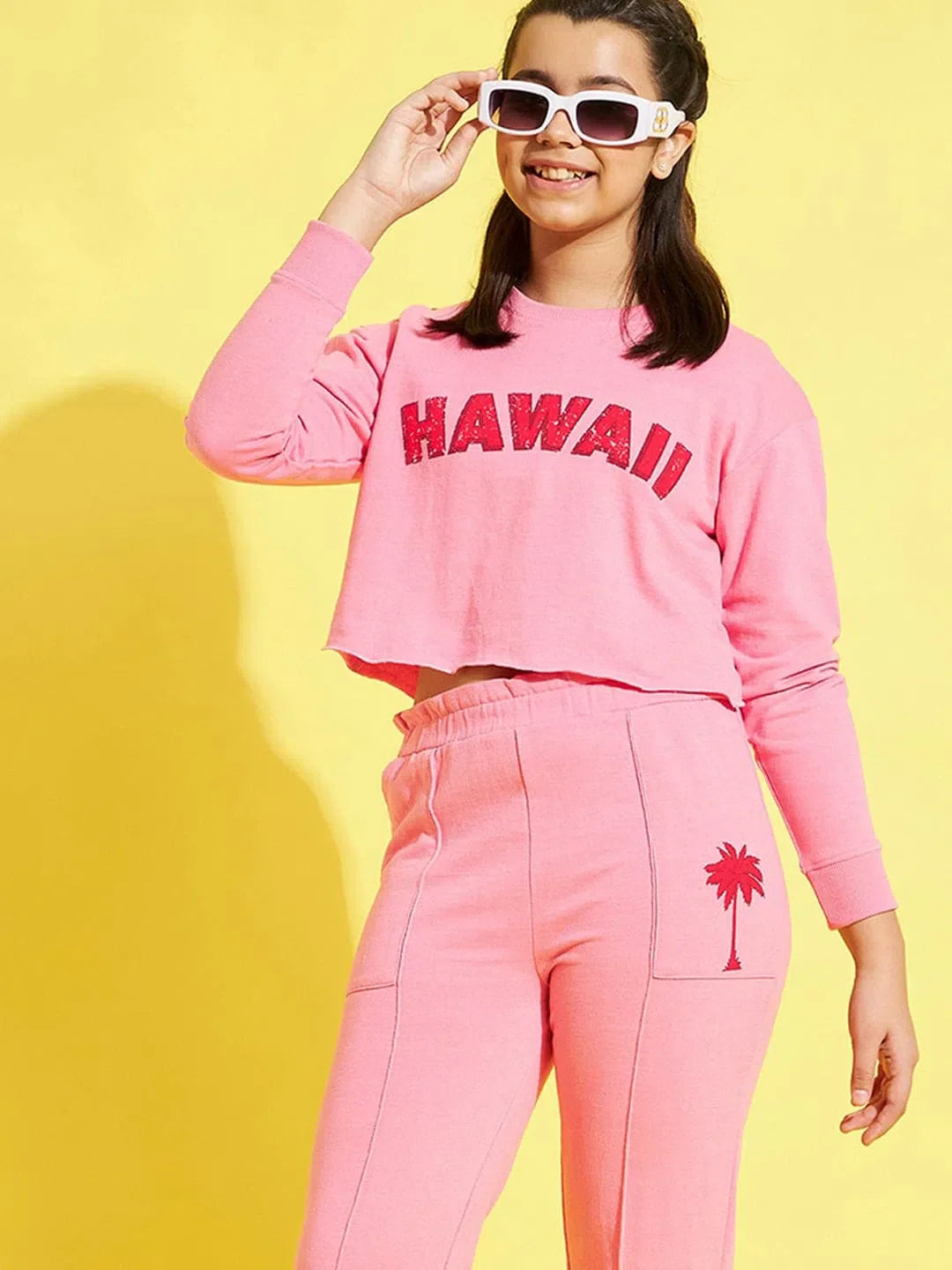 Girls Pink HAWAII Crop Sweatshirt | Kids Clothes Online