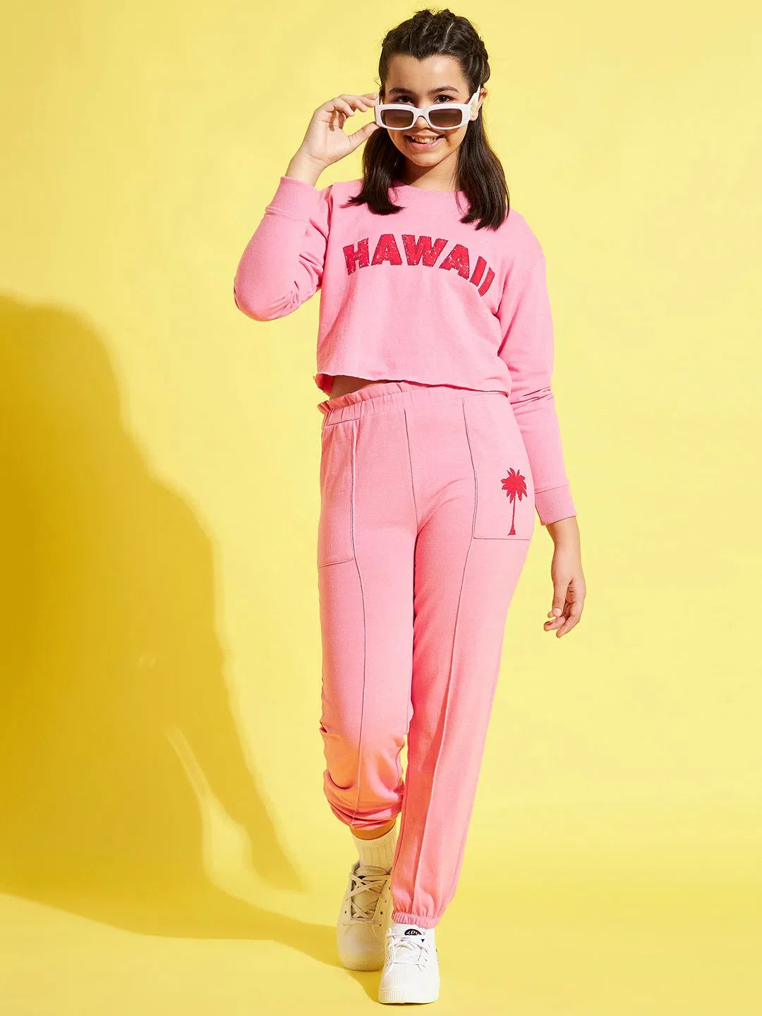Girls Pink HAWAII Crop Sweatshirt | Kids Clothes Online