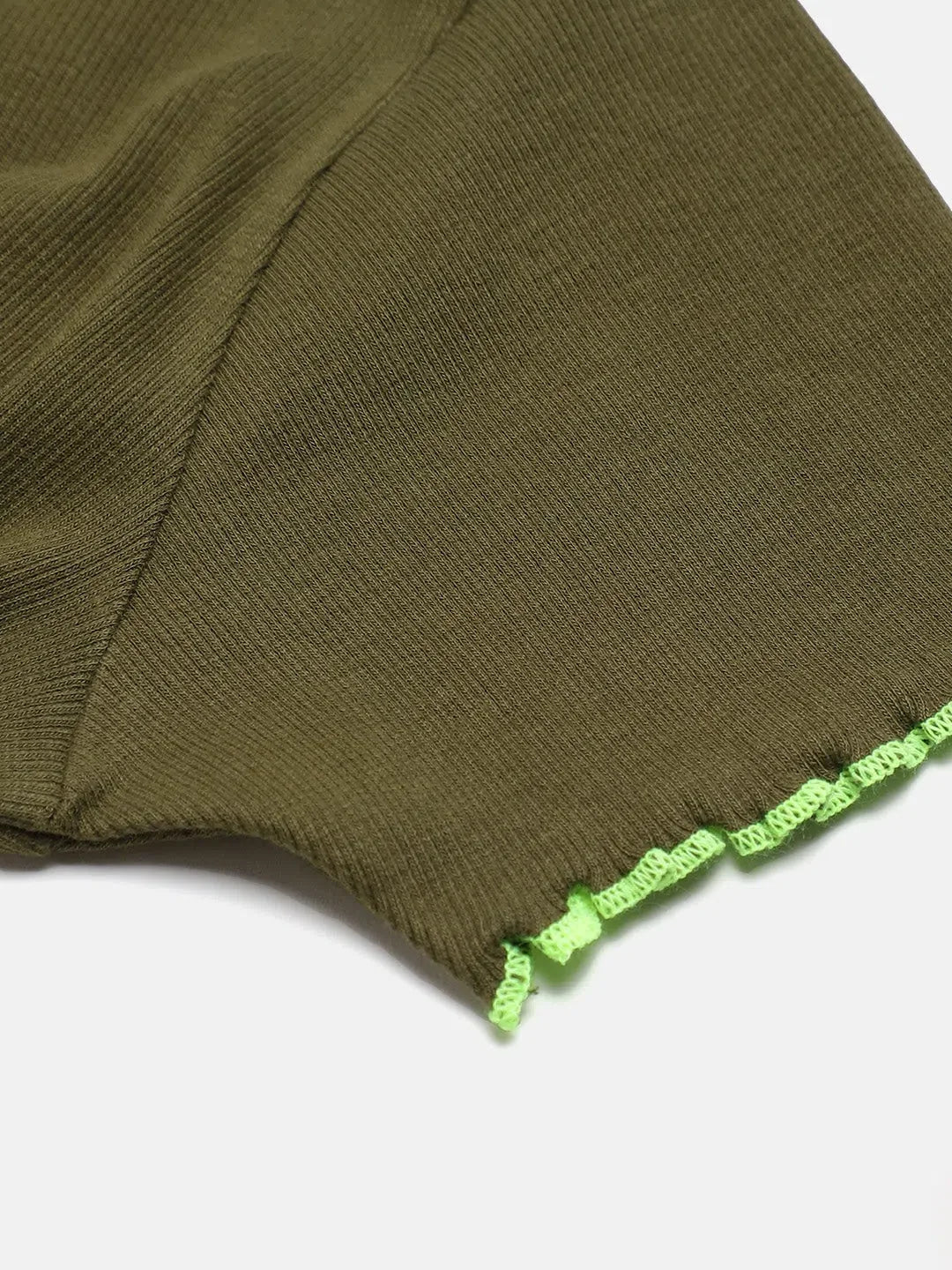 Girls Olive Rib Crop Top | Kids Clothing