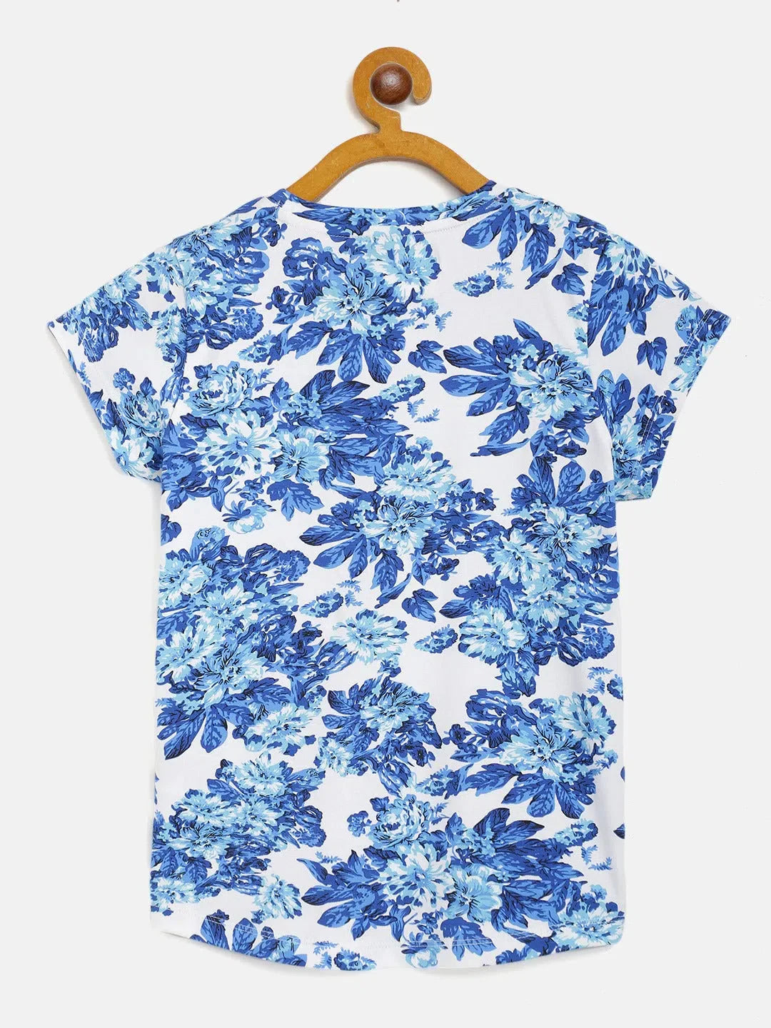 Girls Blue Floral T-Shirt - Cute Kids Clothing & Kids Dresses