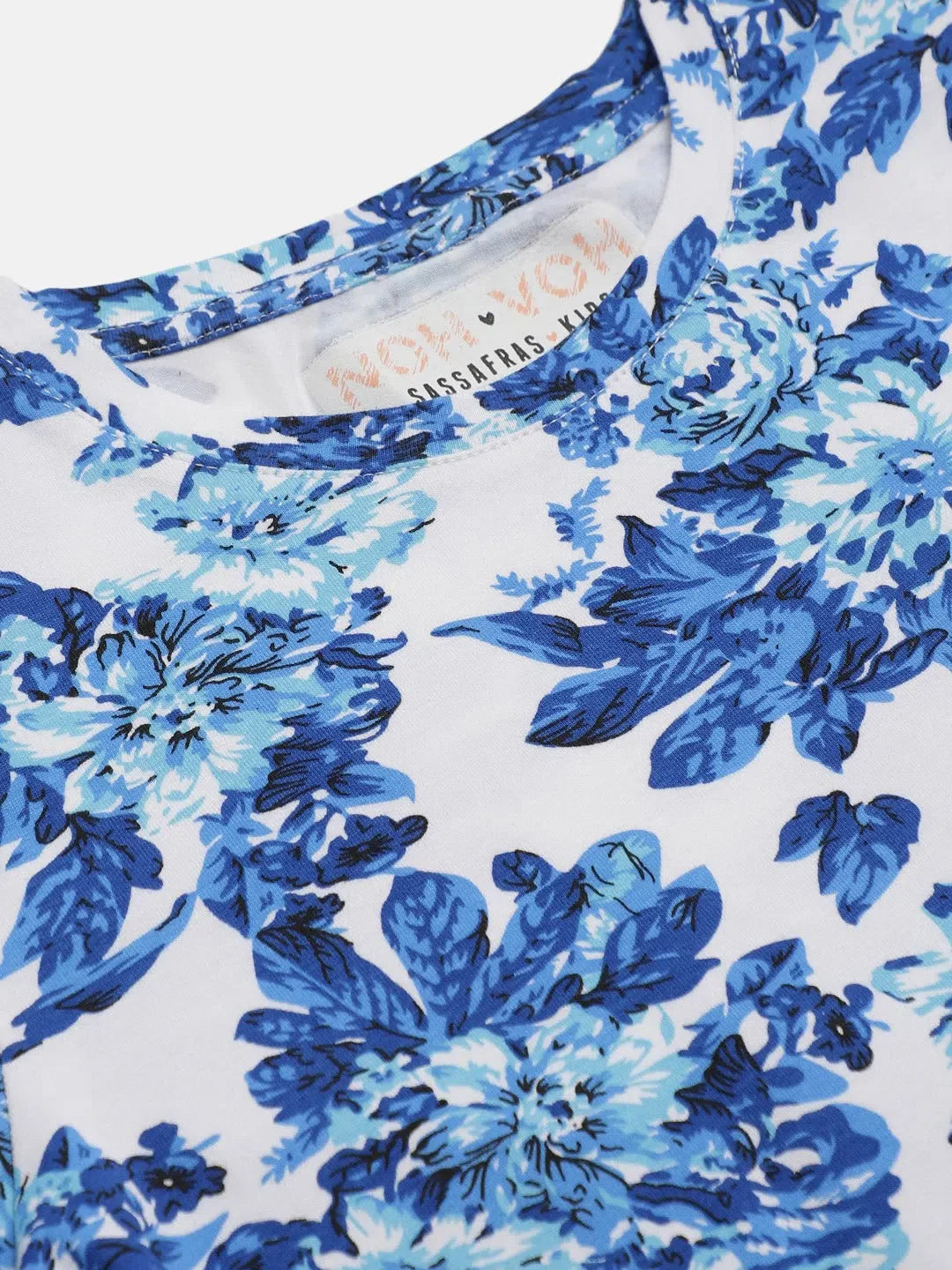 Girls Blue Floral T-Shirt - Cute Kids Clothing & Kids Dresses