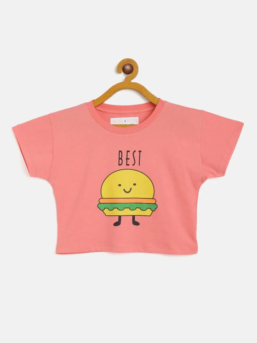 Girls Peach Burger Crop Tee - Fun Kids Clothing for Girls