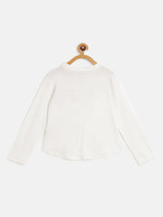 Girls White BE KIND Print Full Sleeve T-Shirts
