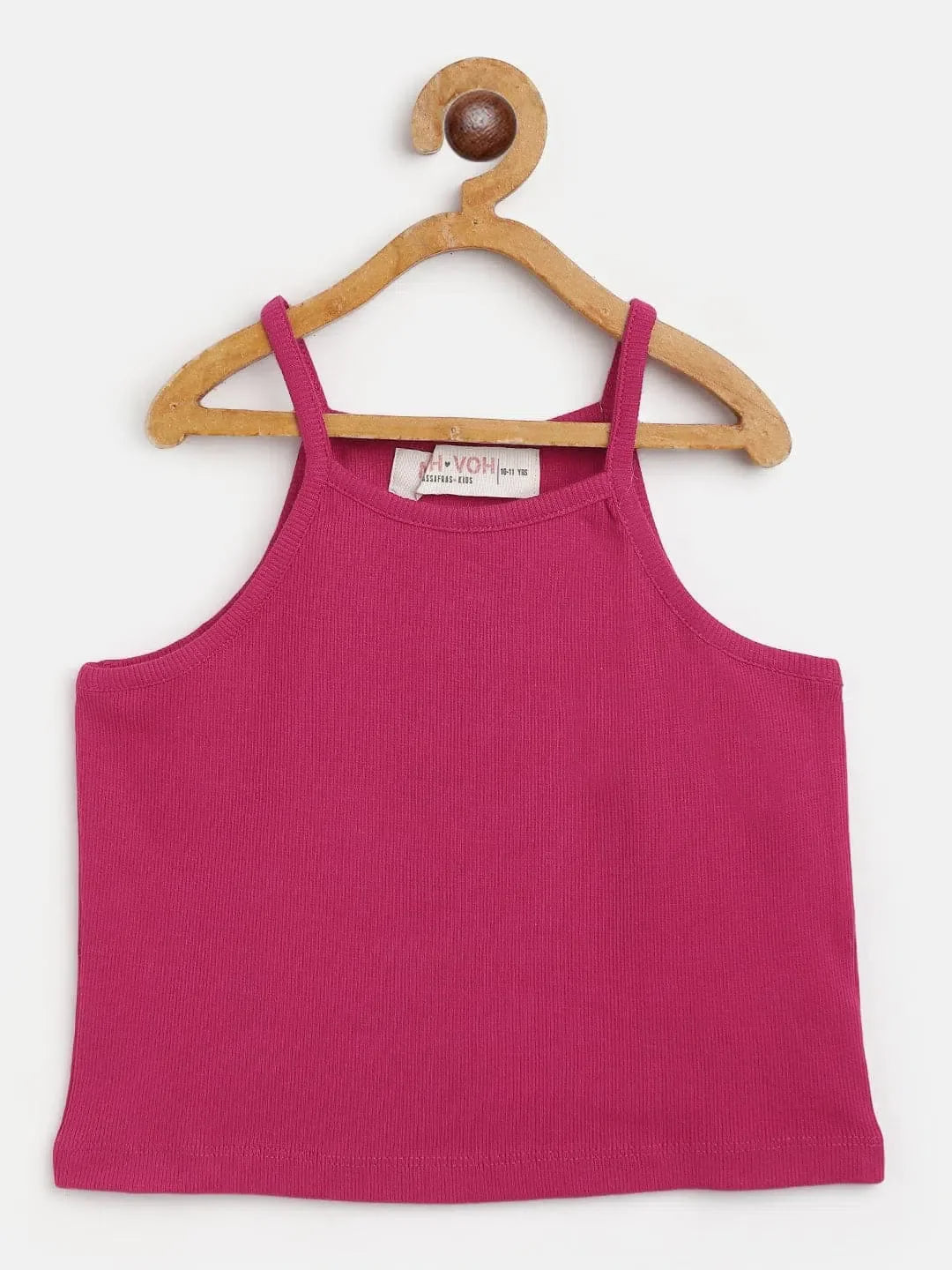 Fuchsia Ribbed Crop Top for Girls | Kids Clothing