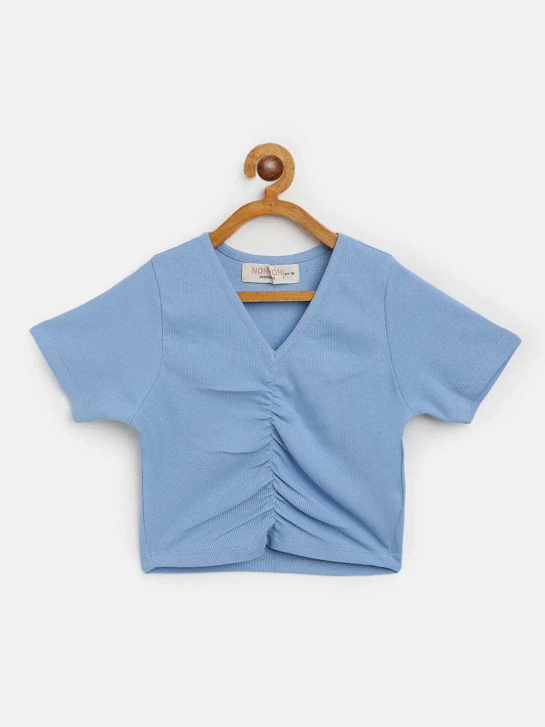 Girls Blue Rib Crop Top - Stylish Kids Clothing For Girls