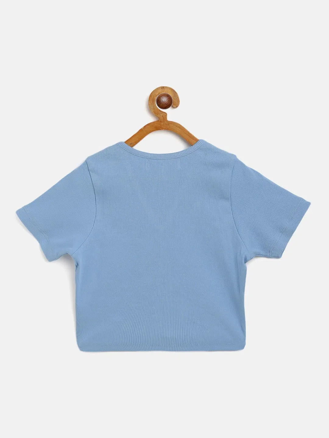 Girls Blue Rib Crop Top - Stylish Kids Clothing For Girls