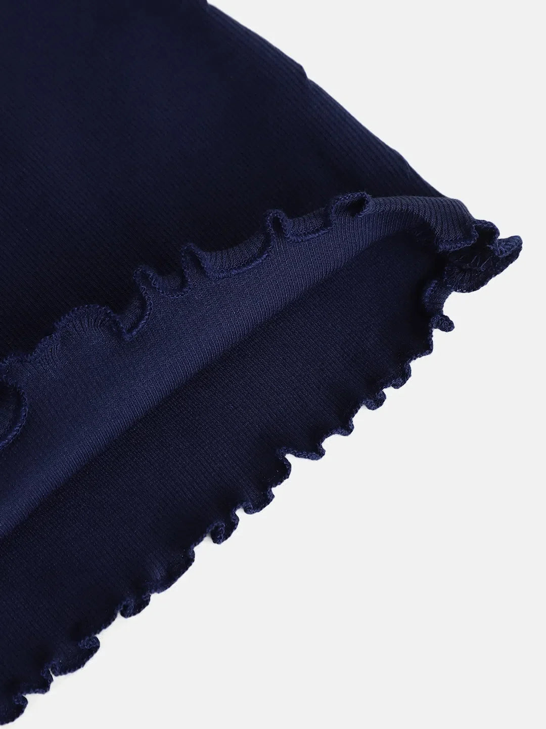 Girls Navy Rib V-Neck Top - Cute Kids Clothing