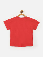 Girls Red Free-As-The-Flowers Regular T-Shirt