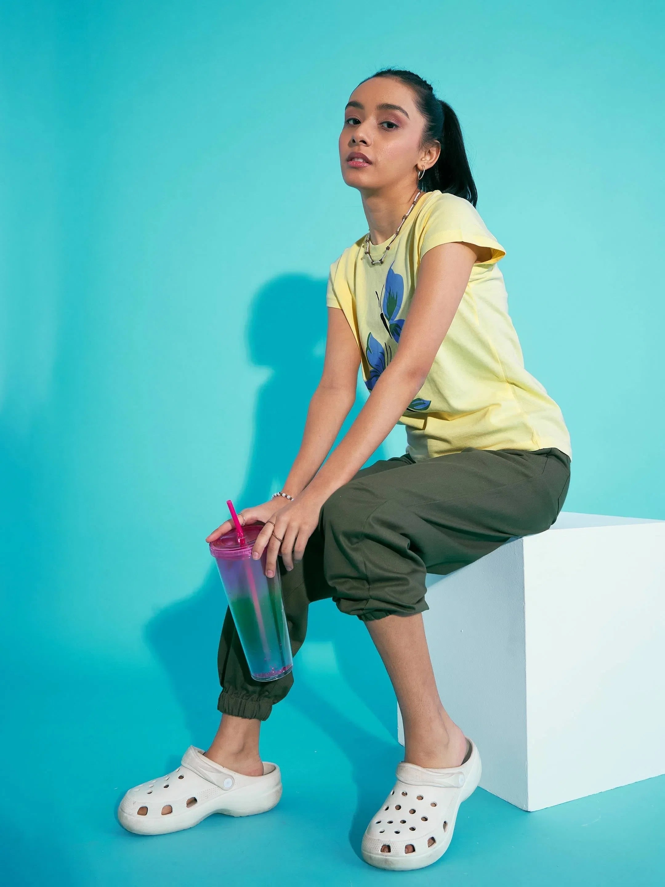 Girls Yellow Butterfly Tee & Joggers | Kids Clothing