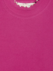 Girls Magenta High Neck Rib Crop Top