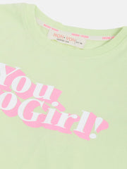 Girls Green You Go Girl Crop T-Shirt