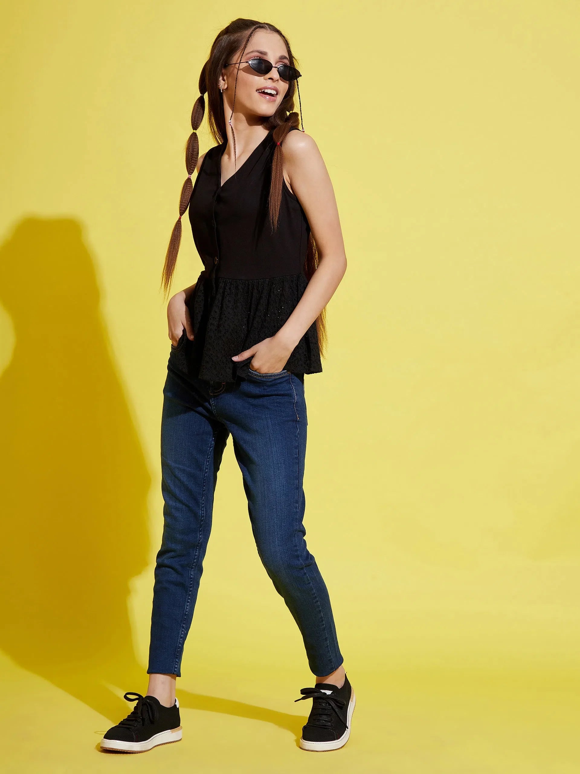 Girls Black Peplum Top - Stylish Kids Clothing for Girls!