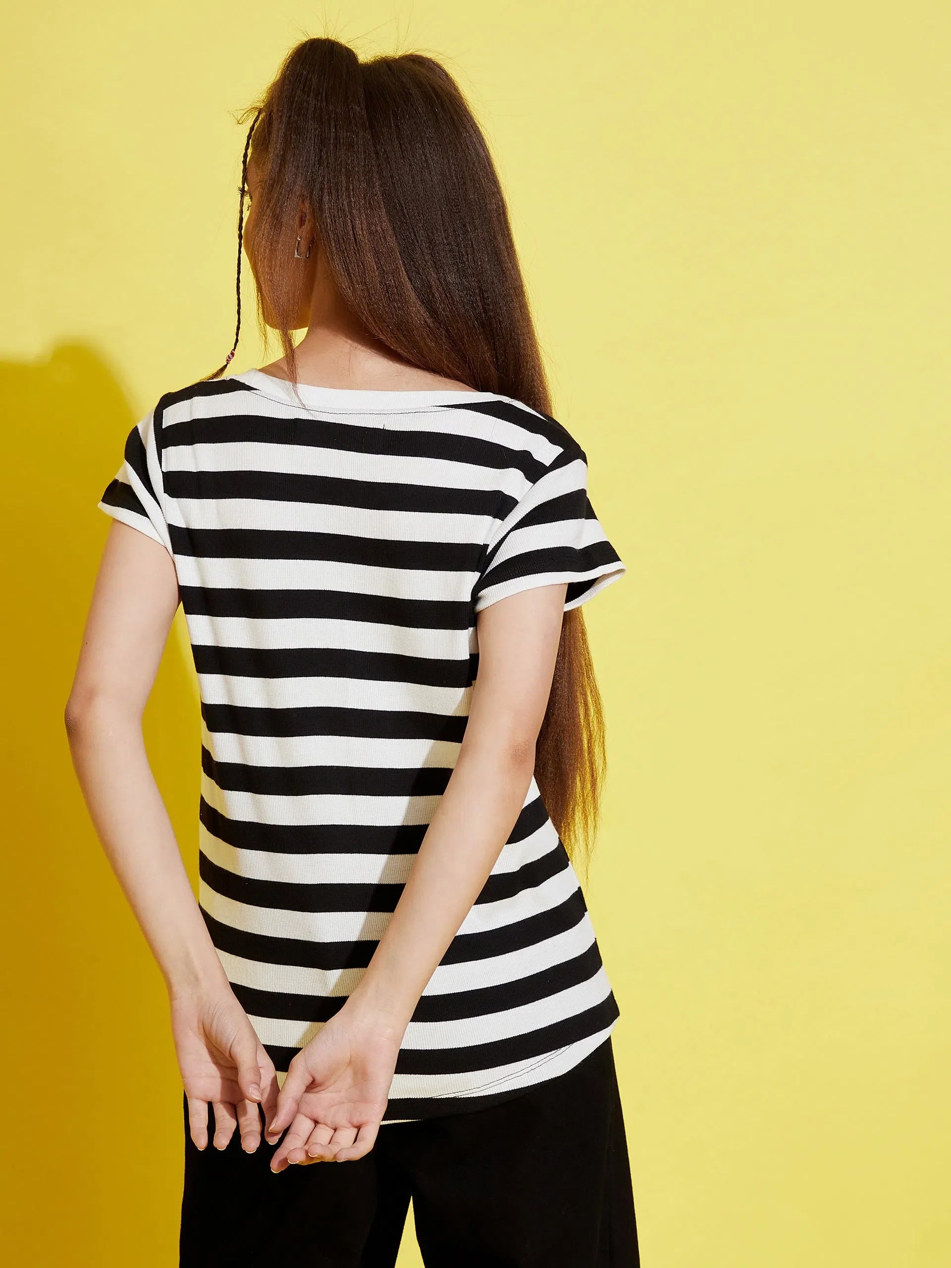 Girls Black & White Striped T-Shirt | Kids Clothing Online