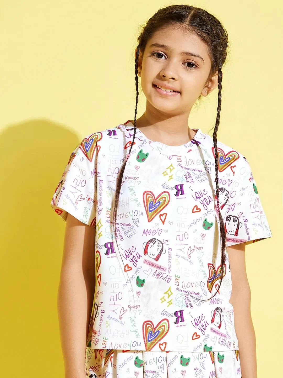 Girls White Text Print Crop Top | Kids Clothing Online