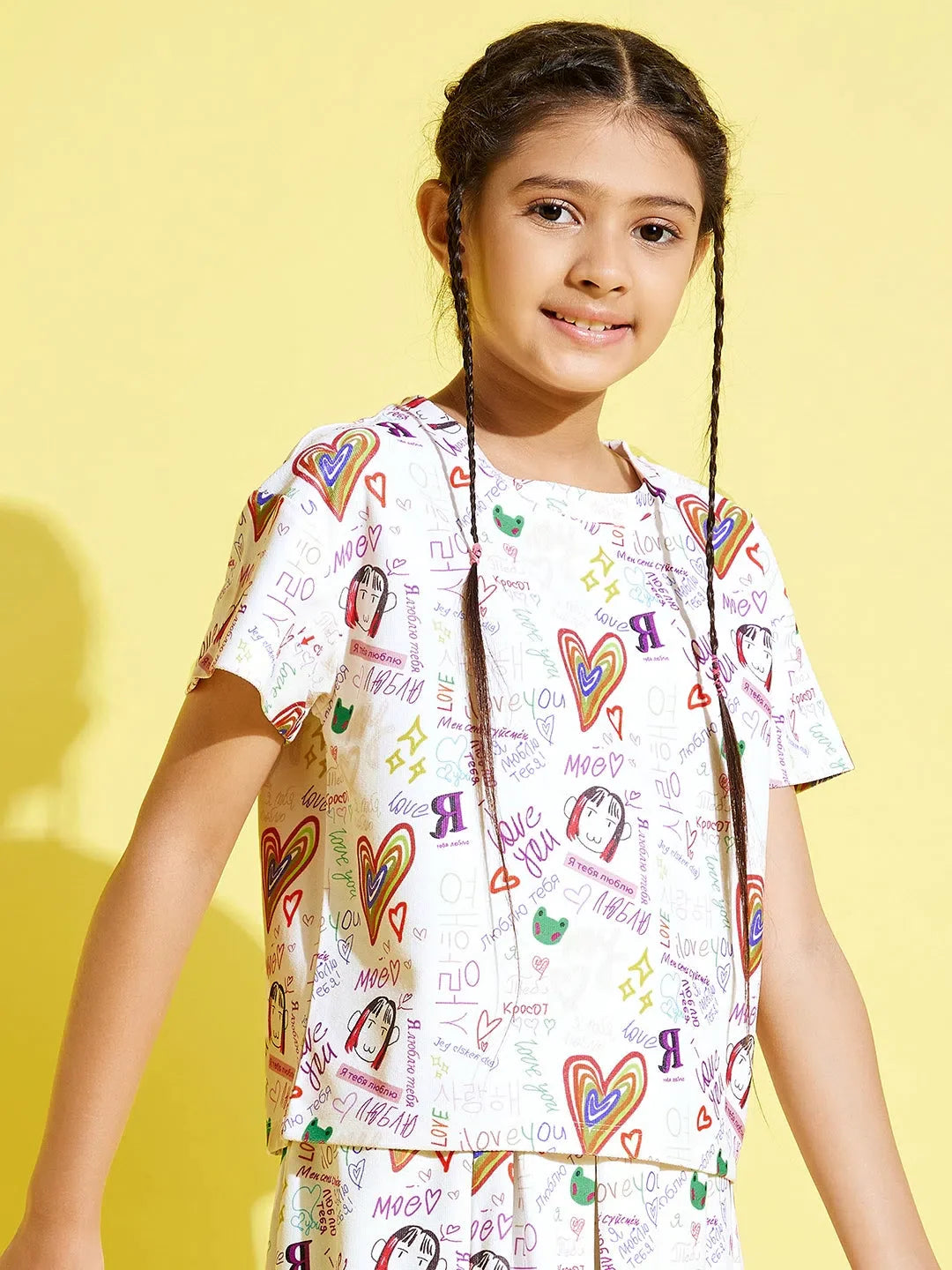 Girls White Text Print Crop Top | Kids Clothing Online