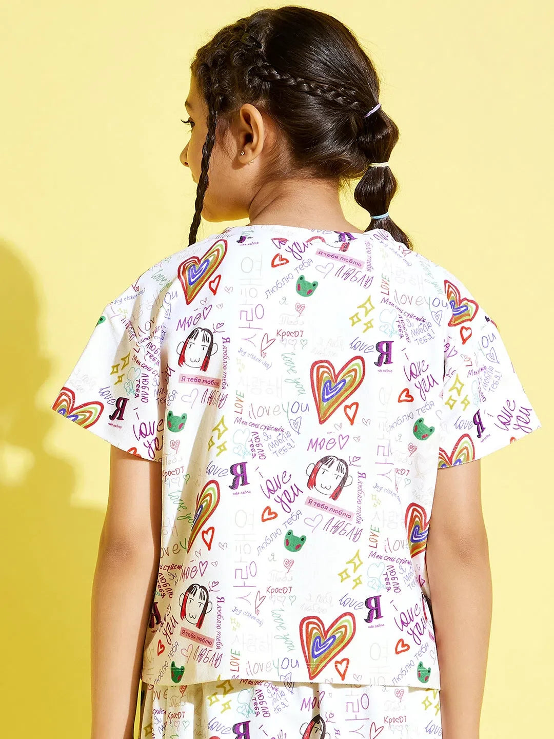 Girls White Text Print Crop Top | Kids Clothing Online