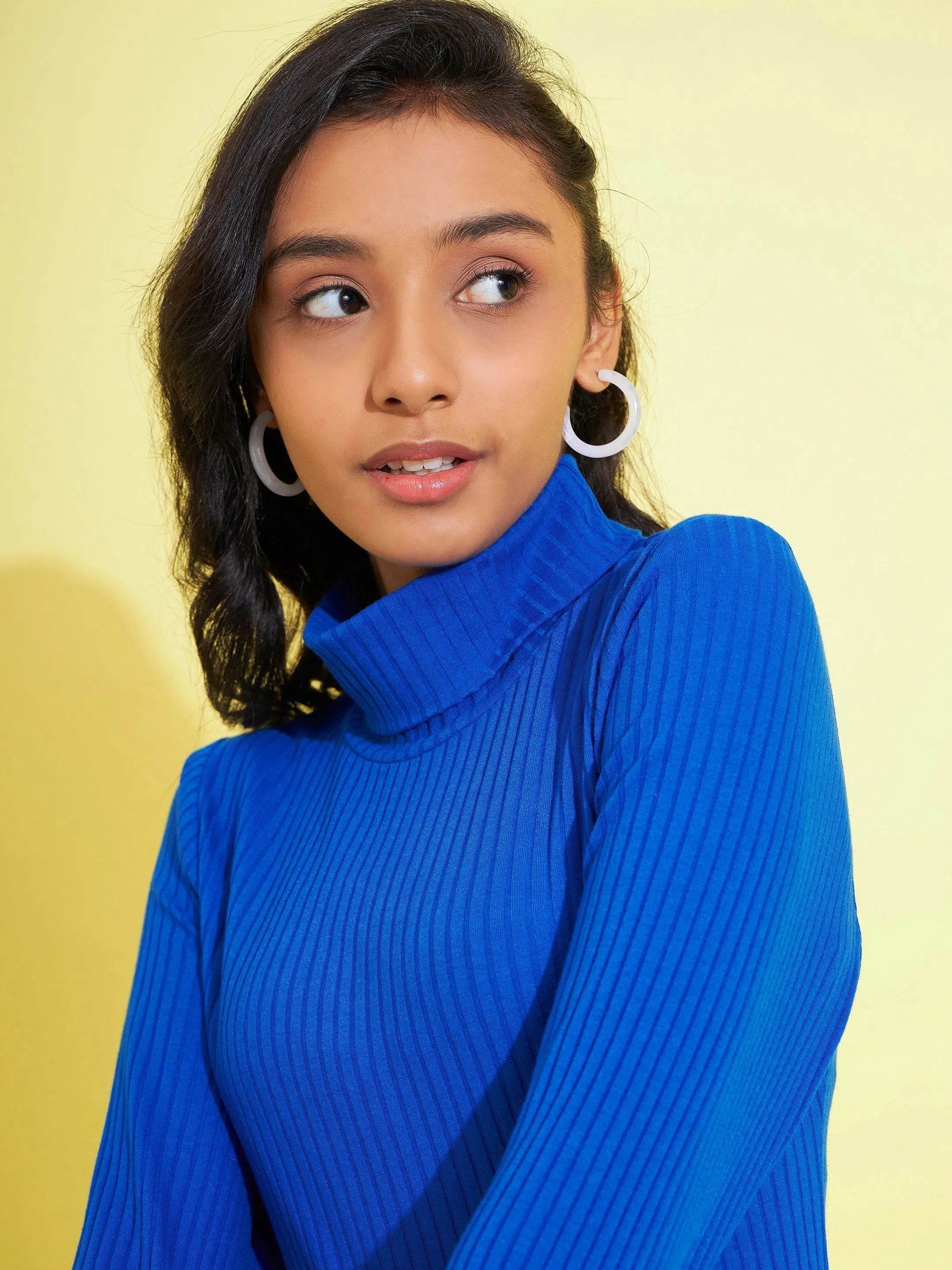 Royal Blue High Neck Rib Top - Girls Kids Clothing Online