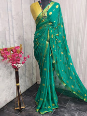 Women's Cotton Blend Peach Woven Design Designer Saree With Blouse Piece-PRISA135902