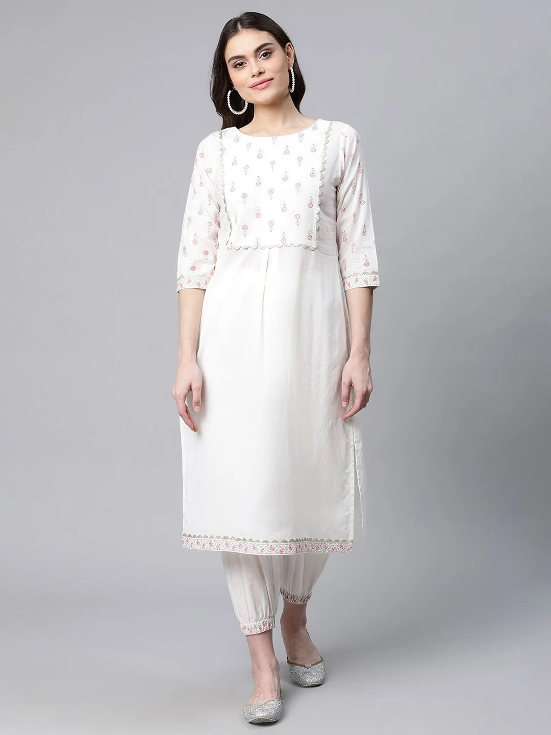 Floral Cotton Kurta with Trousers | Designer Kurta Sets