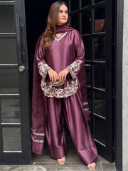 Crepe Kurta Set for Women - Purple | MLWSHKS8913PUP