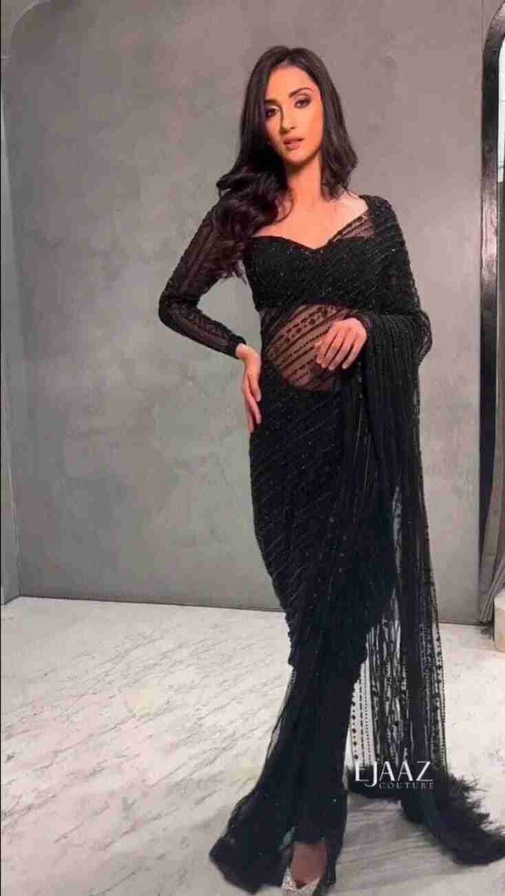 Nylon Saree for Women - Black | MLWSHSA9162BLK | DesiQlo
