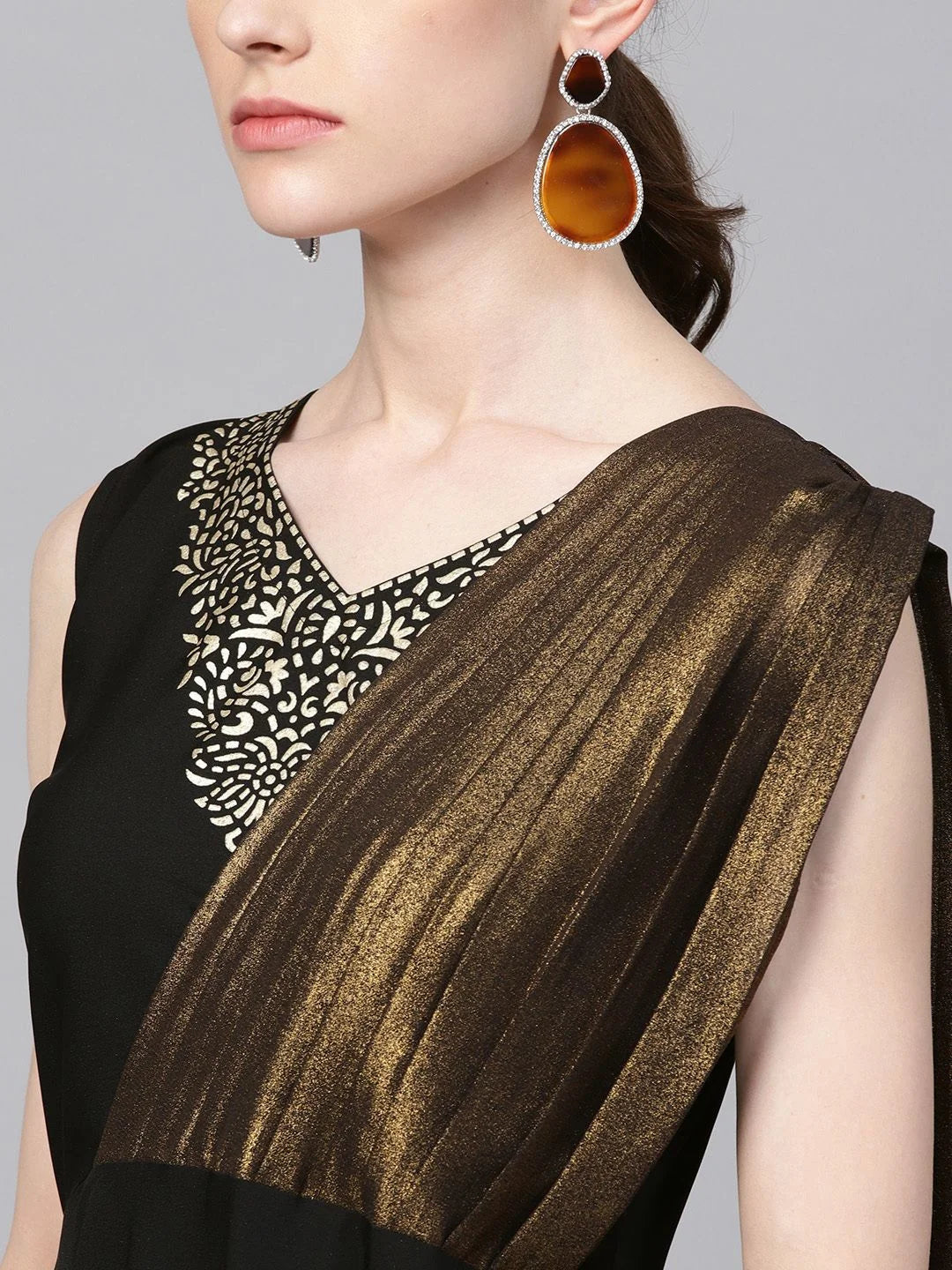 Black & Gold Draped Dress | Women's Western Wear Collection