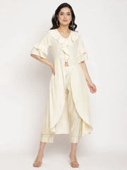 Off White Layered Kurta with Trousers-AHKUPN-COMBO-348-FF