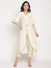 Off White Layered Kurta with Trousers-AHKUPN-COMBO-348-FF
