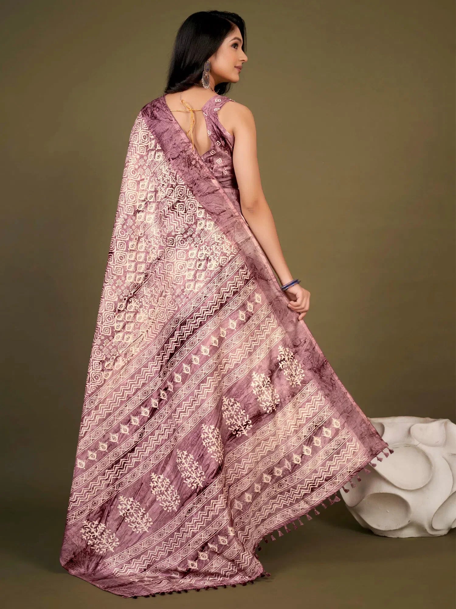 Mauve Printed Saree - Designer Sarees India