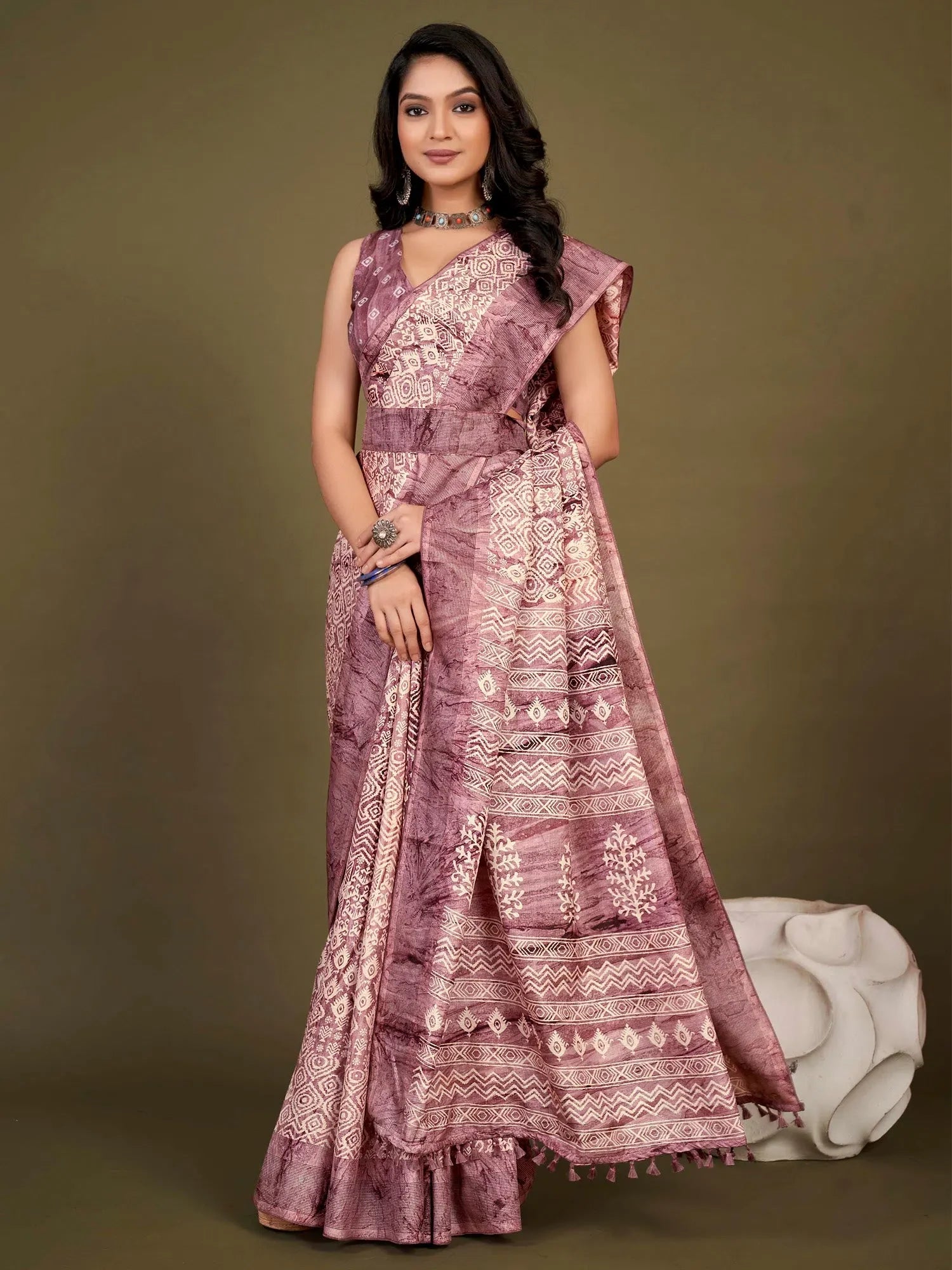 Mauve Printed Saree - Designer Sarees India