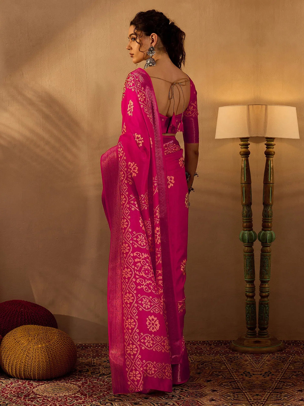 Women's Dola Magenta Printed Designer Saree With Blouse Piece-DOLA183D