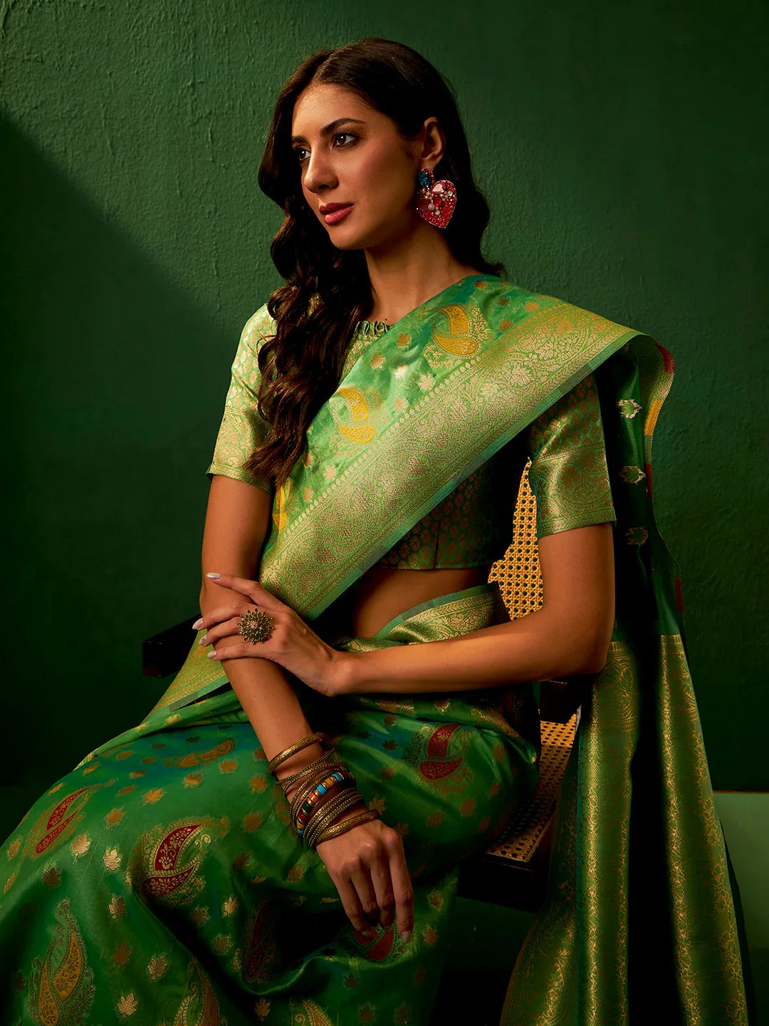 Green Organza Saree: Designer Sarees India