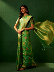 Womens Fashion Ethnic Green Color Sarees-MLSHWSA1201GRN0ONE