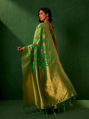 Womens Fashion Ethnic Green Color Sarees-MLSHWSA1201GRN0ONE