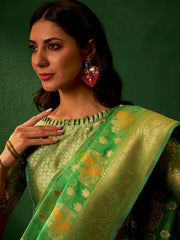 Womens Fashion Ethnic Green Color Sarees-MLSHWSA1201GRN0ONE