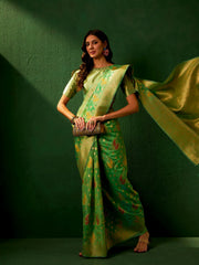 Womens Fashion Ethnic Green Color Sarees-MLSHWSA1201GRN0ONE