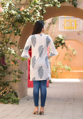 Azure Breeze Cotton Tassel Kurta-P1005WHITE