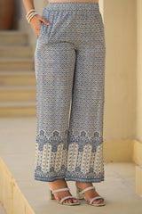 Ivory & Indigo Serenity Block Print Cotton Suit Set-P1008IVORY_OF