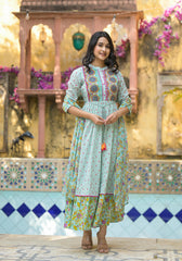 Women Mint Print Longdress & Dupatta-P1029D_MINT_OF_ON