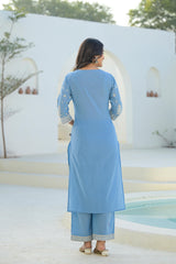 Sky Blue Embroidered Cotton Suit Set with Dupatta
-P1034S_BLUE
