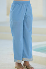 Sky Blue Embroidered Cotton Suit Set with Dupatta
-P1034S_BLUE