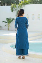 Indigo Embroidered Cotton Suit Set with Dupatta
-P1034S_INDIGO